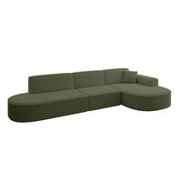 ECKSOFA Ottomane Rechts MARI-L2 - 328x171x79 cm Grün Bouclé - Schwarz/Grün, Holzwerkstoff/Kunststoff (171/328cm) - ALTDECOR