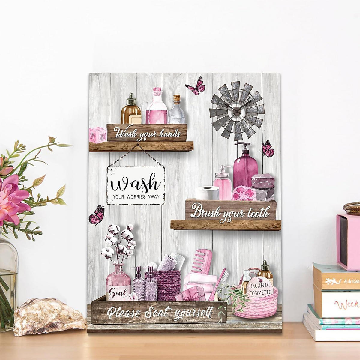 LEINWANDBILD Badezimmer 40x60cm Rosa - Rosa, Textil (60/0.5cm)
