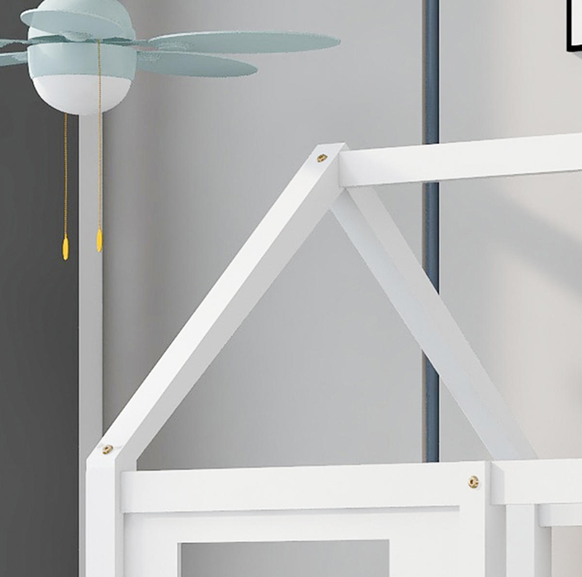HAUSBETT 200/90 cm Weiß mit Fenstern ohne Matratze - Weiß, Holz (90/200cm) - MIVRAY