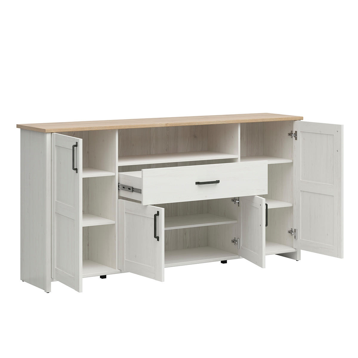 SIDEBOARD Aksel Weiß und Holz - Weiß, Holzwerkstoff (194/99/43cm) - Petits-meubles