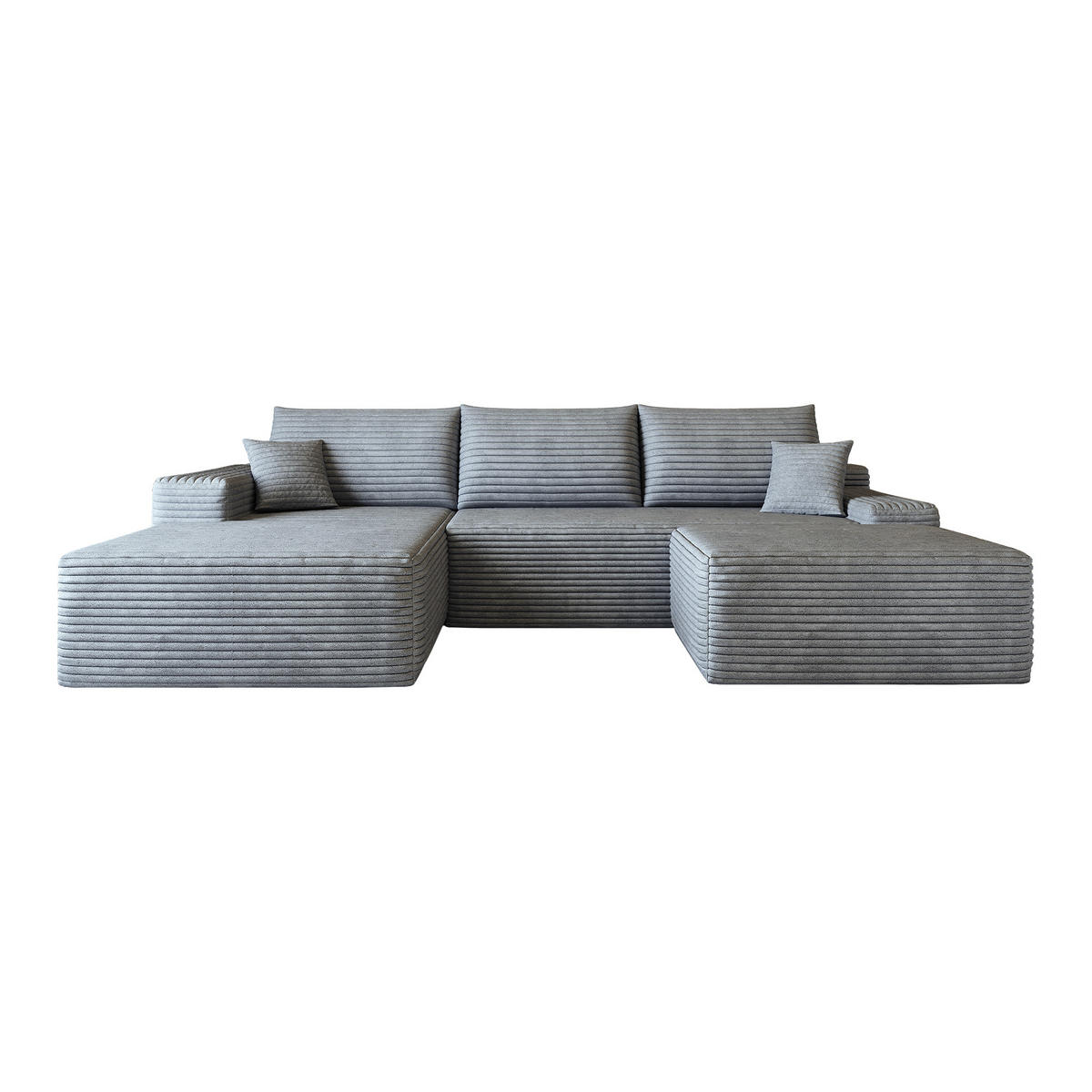 WOHNLANDSCHAFT DE-34857 U-Form 2-Sitzer Chaiselongue links Grau - Grau, Textil (175/83/270cm) - ComfortXL