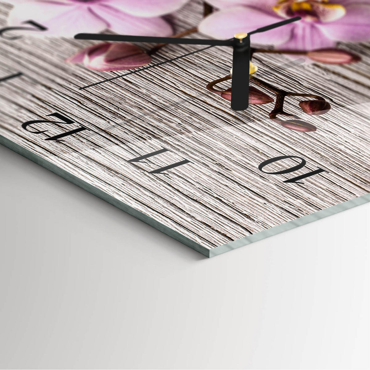 WANDUHR 30x30 cm - Orchidee - Lila, Glas (30/30/0.4cm) - TULUP