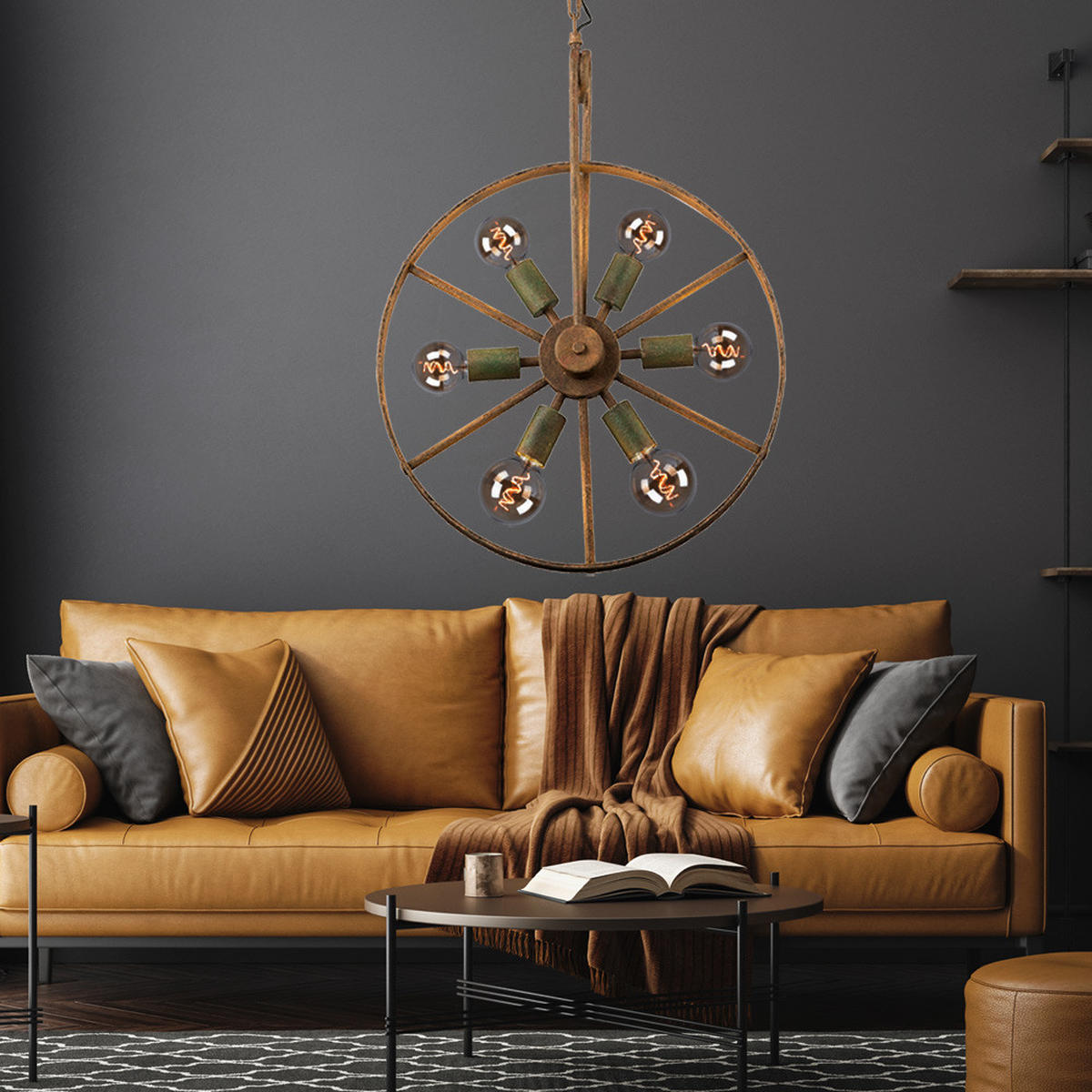 HÄNGELEUCHTE Metall Rostoptik Braun - Braun, Metall (50/50/133cm) - Globo Lighting