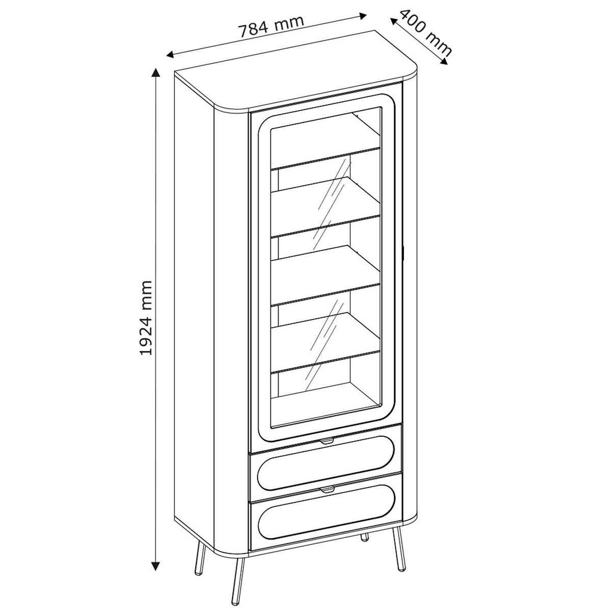 VITRINE Blinx schwarz gold 78,4 / 40 / 192,4cm - Multicolor/Schwarz, Glas/Holzwerkstoff (78.4/192.4/40cm) - Feldmann-Wohnen