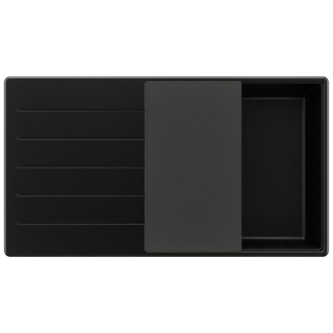 SPÜLBECKEN Kopenhagen, 2-er set Alles Schwarz 90/50 cm 1 Becken + Ablauf-Set + Schneidebrett ab 60er Unterschrank - Schwarz, Kunststoff (90/20/50cm) - Primagran