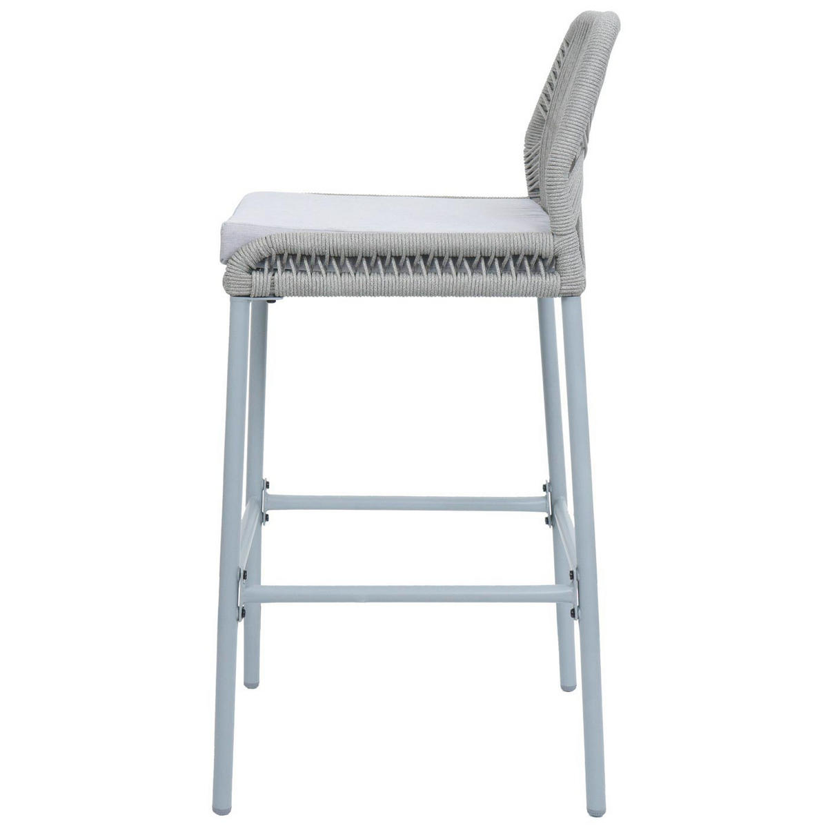 GARTENSTUHL 2er-Set HxBxT 101x45x52cm Sitzhöhe 76cm Hellgrau Kissen Hellgrau Seilgeflecht Metall - Hellgrau, Metall (45/101/52cm) - PROREGAL