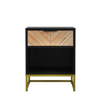 NACHTTISCH 43/55/40 cm Schwarz/Natur aus MDF mit Schublade - Hellbraun, Holzwerkstoff (43/55/40cm) - OKMYHOME