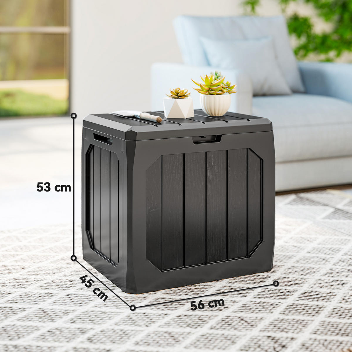 AUSSEN-AUFBEWAHRUNGSBOX, Kunststoff, schwarz - Schwarz, Kunststoff (45/53/56cm) - Vallsero