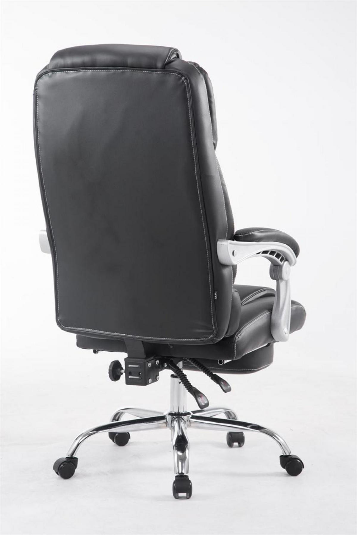 CHEFSESSEL Lederlook schwarz - Chromfarben/Schwarz, Textil/Metall (68/118/64cm) - CLP
