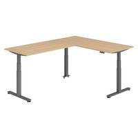 ECKSCHREIBTISCH elektrisch höhenverstellbar L-Form 240/180/74 cm in Eichefarben/Graphitfarben - Eichefarben/Graphitfarben, Holzwerkstoff (240/180/74cm) - bümö