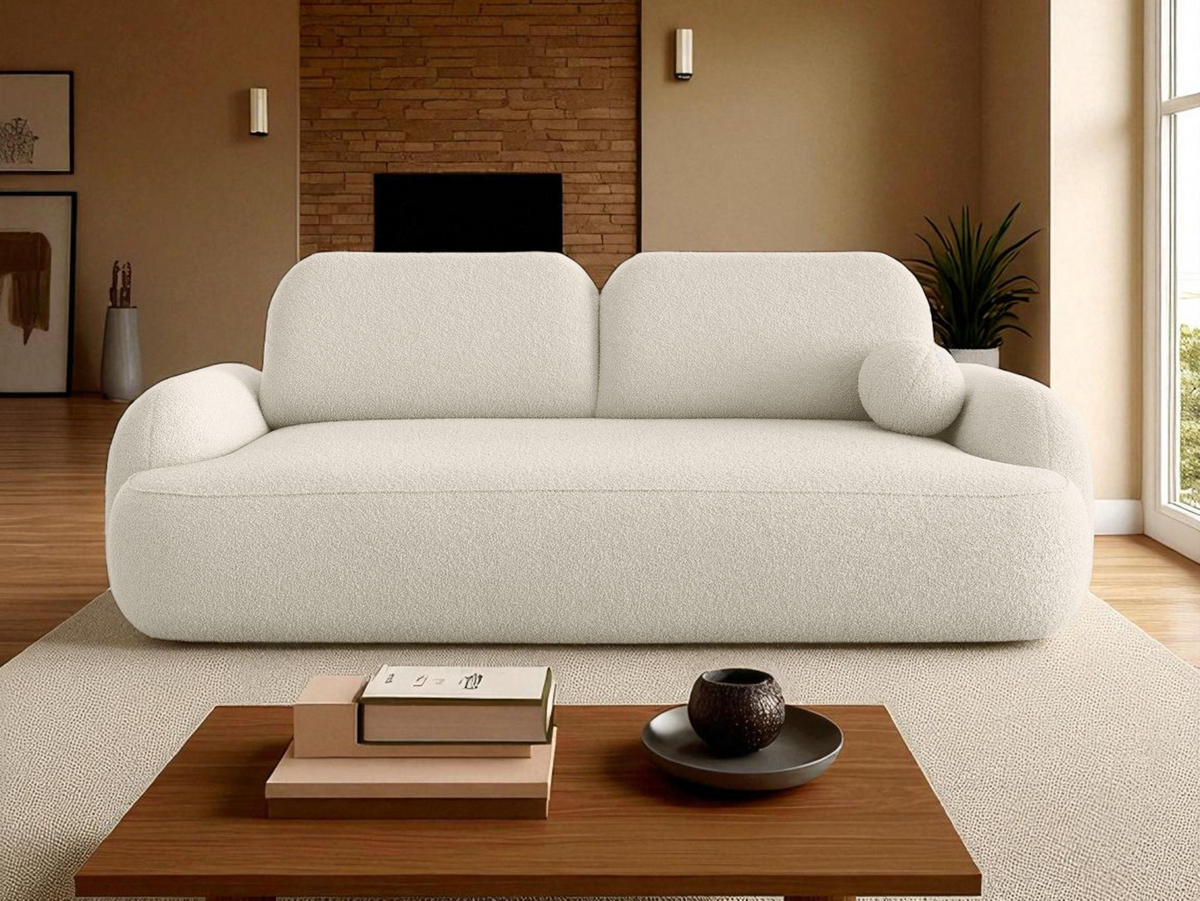 SOFA MOLLY mit Schlaffunktion TERRA FROTTE 01 mit Stauraum - Creme, Textil (121/94/255cm) - Bedante