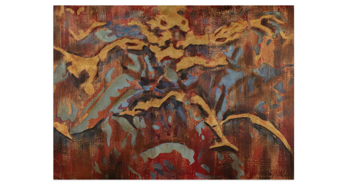 ACRYLBILD HANDGEMALT 100/70 cm - Blau/Rot, Holz/Textil (100/70cm) - KUNSTLOFT