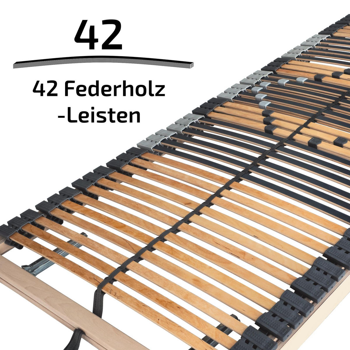 LATTENROST Starr 42 Leisten 140x200cm 8,5 cm Hoch 7-Zonen bis 200 kg - Buchefarben/Naturfarben, Holz (140/200cm) - Matratzen Perfekt