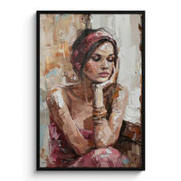 GERAHMTES BILD Frau - Lackierung - Porträt - Modern 80x120 cm - Altrosa, Papier (80/120cm) - MuchoWow