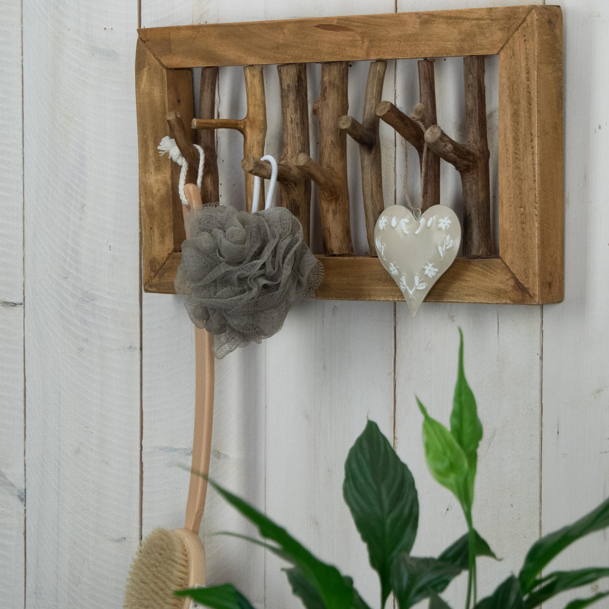 WANDGARDEROBE Leonor 50 Mahagoni Massivholz, 7 Haken naturfarben - Naturfarben, Holz (50/25/11cm) - CREEDWOOD