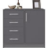 KOMMODE VANO 90/84/40cm mit 4 Schubladen 1 Türen Anthrazit - Anthrazit, Holzwerkstoff (90/84/40cm) - MASSENO