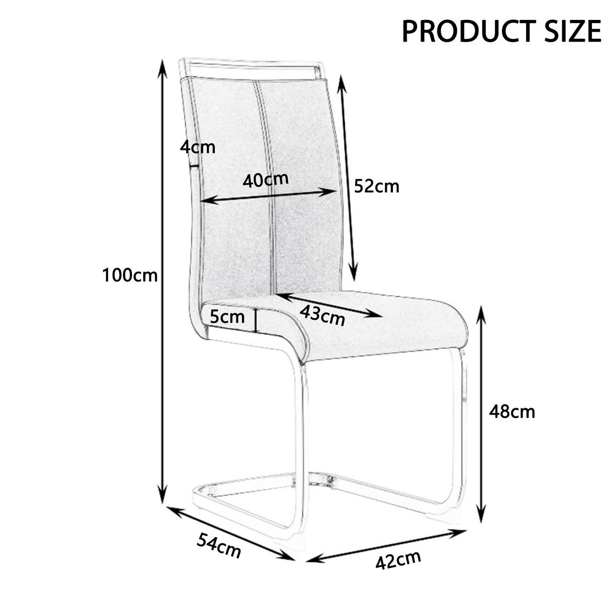 FREISCHWINGER 4er-Set Kunstleder Grau verchromtes Metallgestell - Grau, Metall (42/100/54cm) - Meubliv