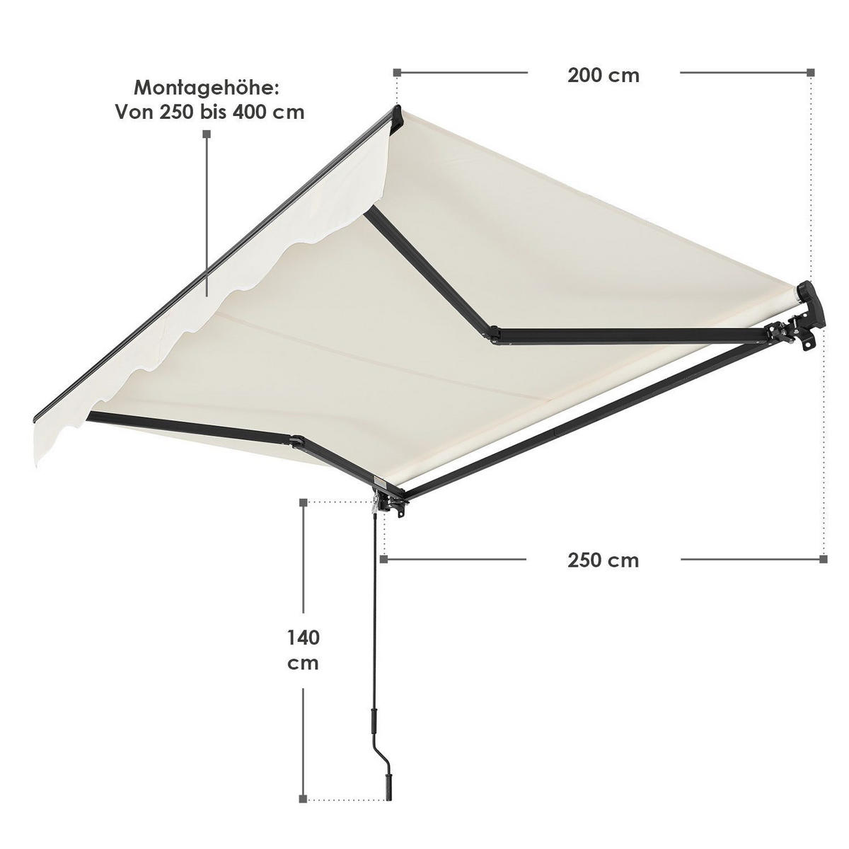 GELENKARMMARKISE beige 250x200 cm - Beige, Textil (250/250/200cm) - Juskys