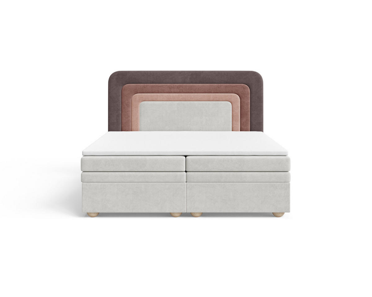 BOXBETT - Bett 10 NEST - Riviera - 140x200 cm - Modernes Polsterbett mit Bettkasten - Naturfarben, Holz (140/200cm) - ROYAL24_MARKT