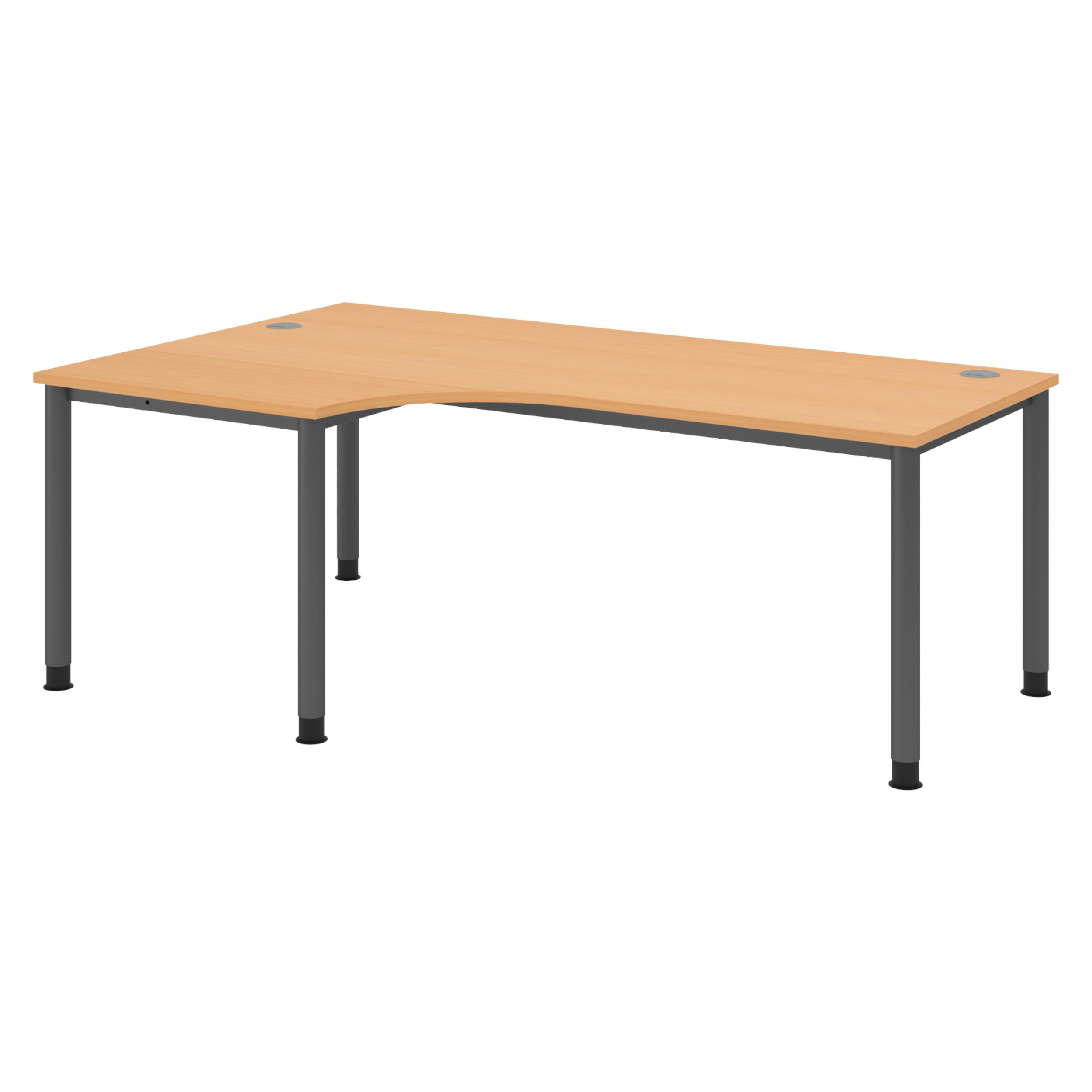 SCHREIBTISCH Serie-H Gestell: Graphit 120/200/74 cm in Buchefarben - Buchefarben, Holzwerkstoff (120/200/74cm) - bümö