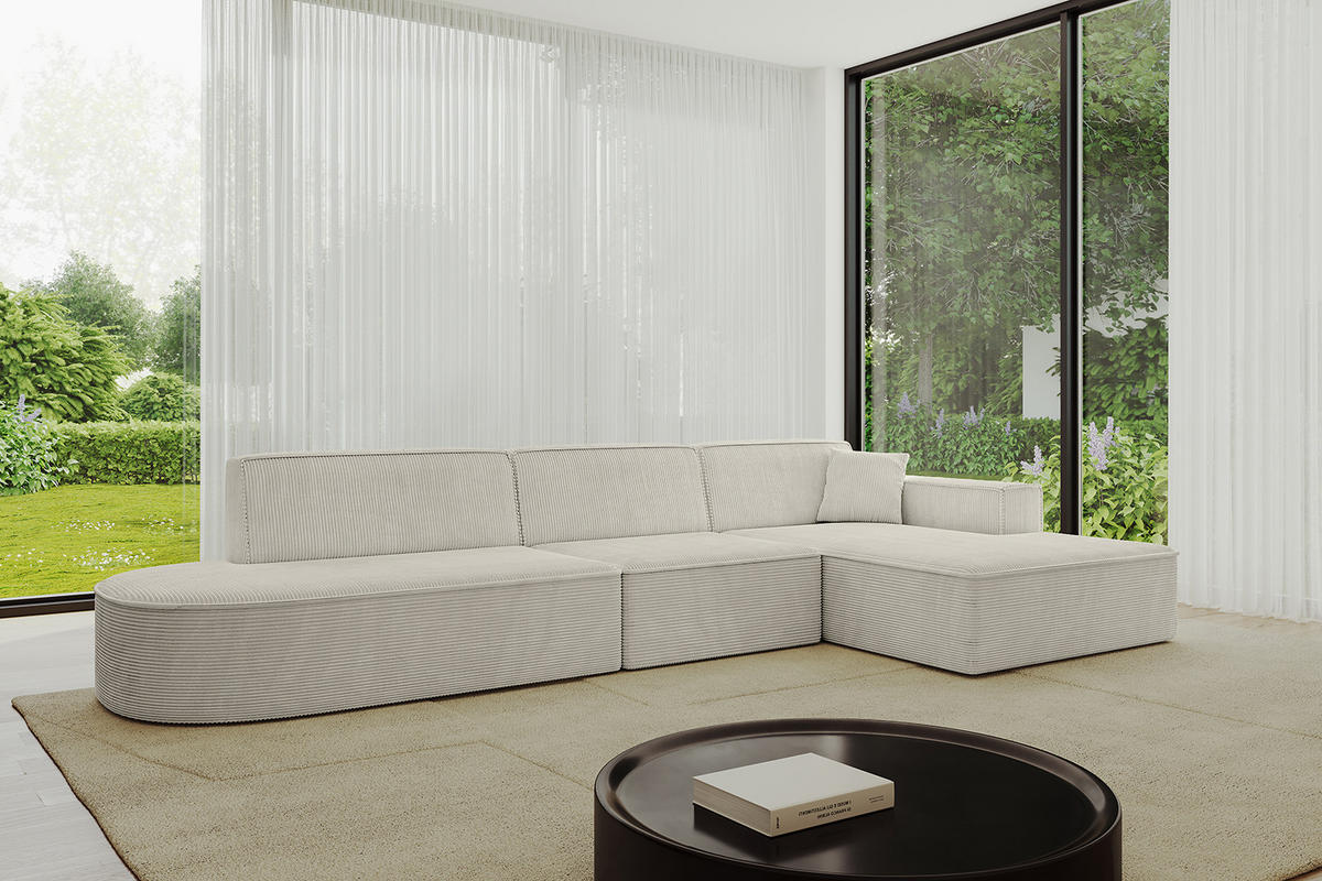 ECKSOFA Ottomane Rechts IREA-L2-v4 - 318x165x72,5 cm Hellgrau - Hellgrau, Holzwerkstoff/Textil (318/165cm) - ALTDECOR