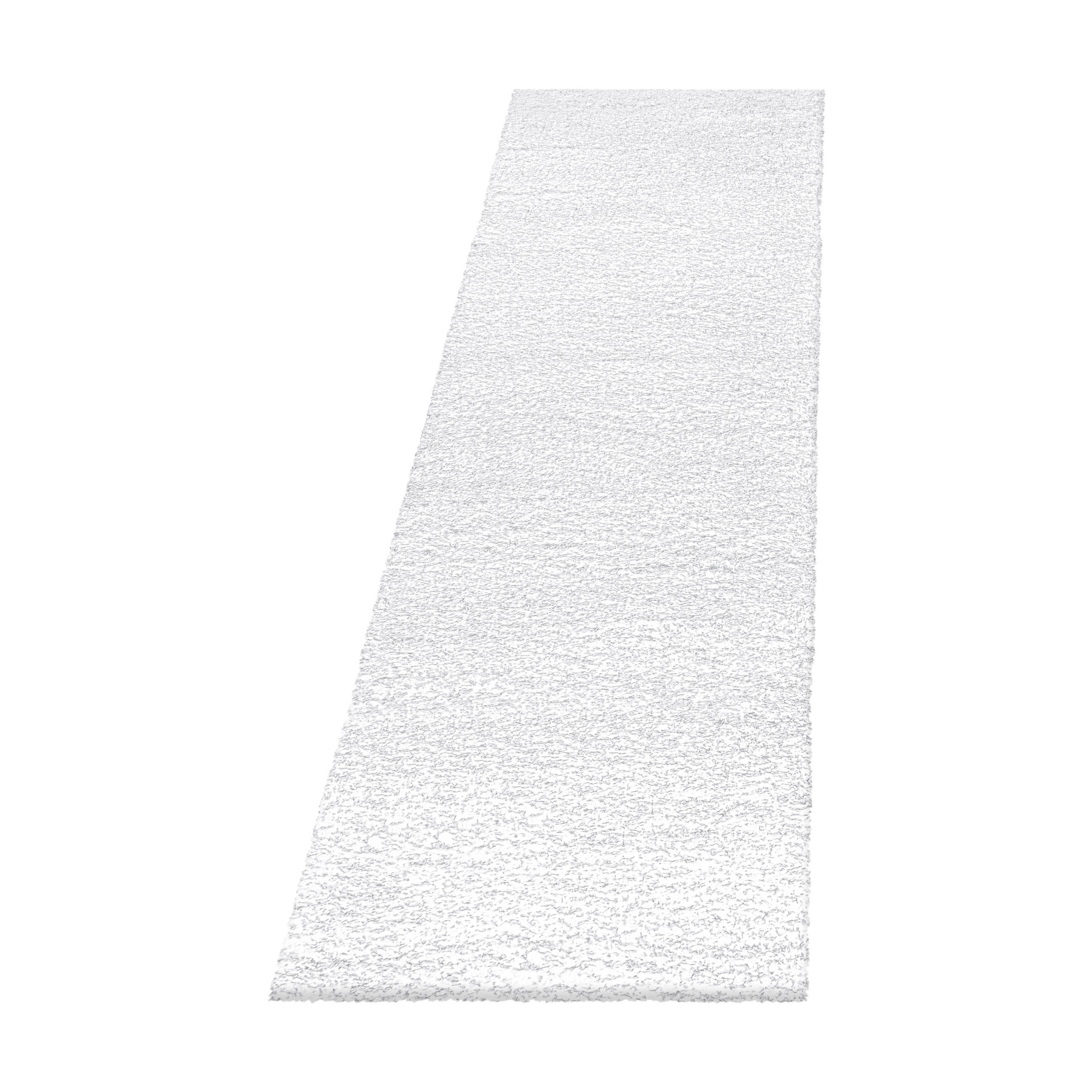 TEPPICH Hochflor Shaggy Uni Style Polypropylen Wohnzimmer Weiß Läufer 80x250 - Weiß, Textil (80/250cm) - KADIMA DESIGN