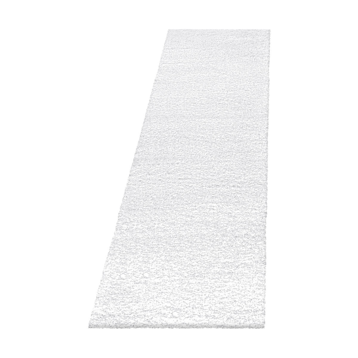 TEPPICH Hochflor Shaggy Uni Style Polypropylen Wohnzimmer Weiß Läufer 80x250 - Weiß, Textil (80/250cm) - KADIMA DESIGN