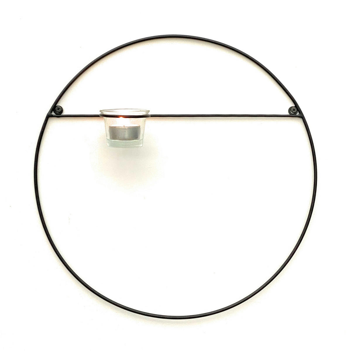 WANDTEELICHTHALTER Rund Metall Schwarz 36/7,5/36 cm - Schwarz, Metall (36cm) - DanDiBo