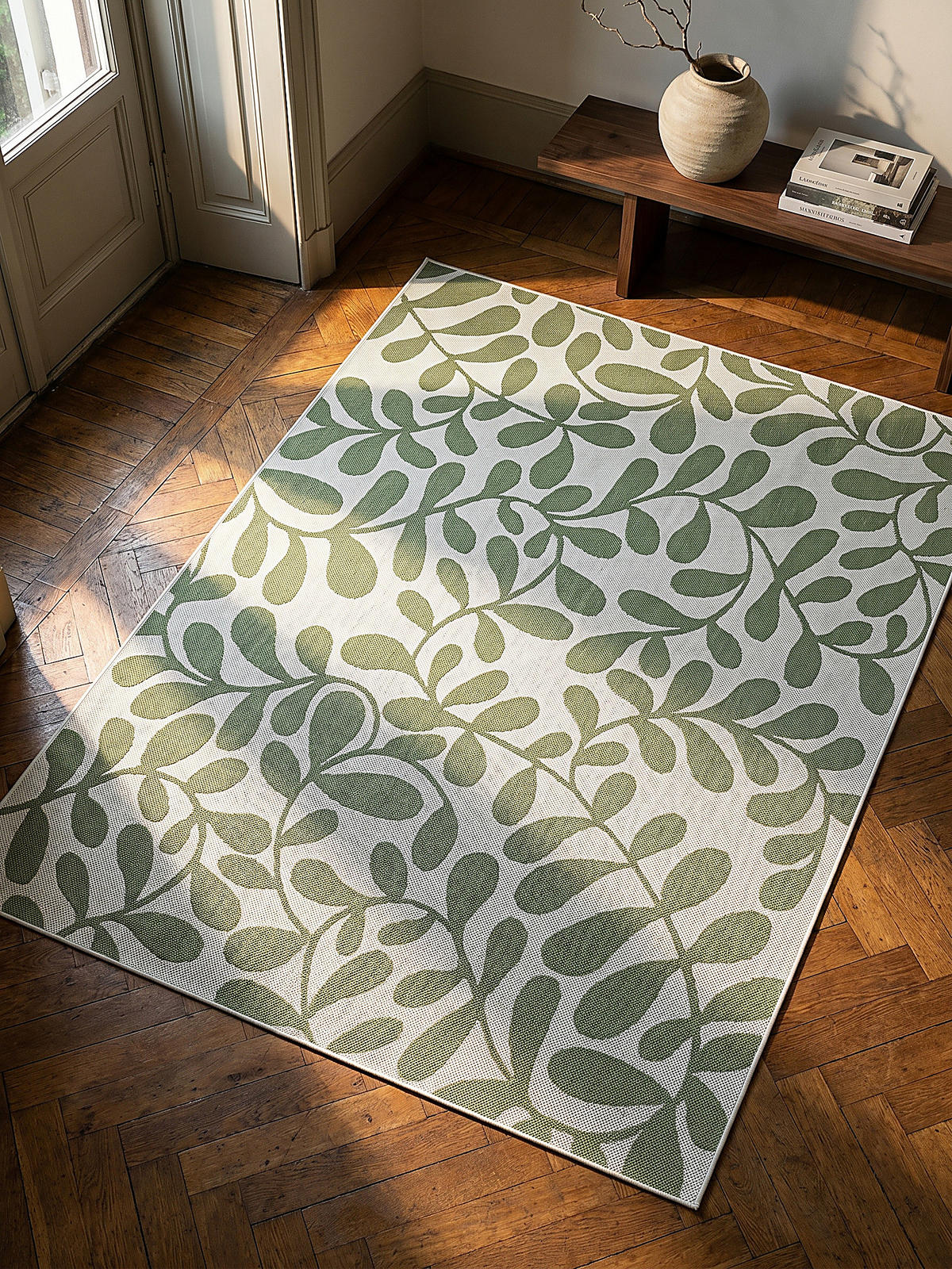 FLACHWEBTEPPICH Floral BORNO Polypropylen Grün 140 x 200 cm - Grün, Textil (140/200cm) - KADIMA DESIGN