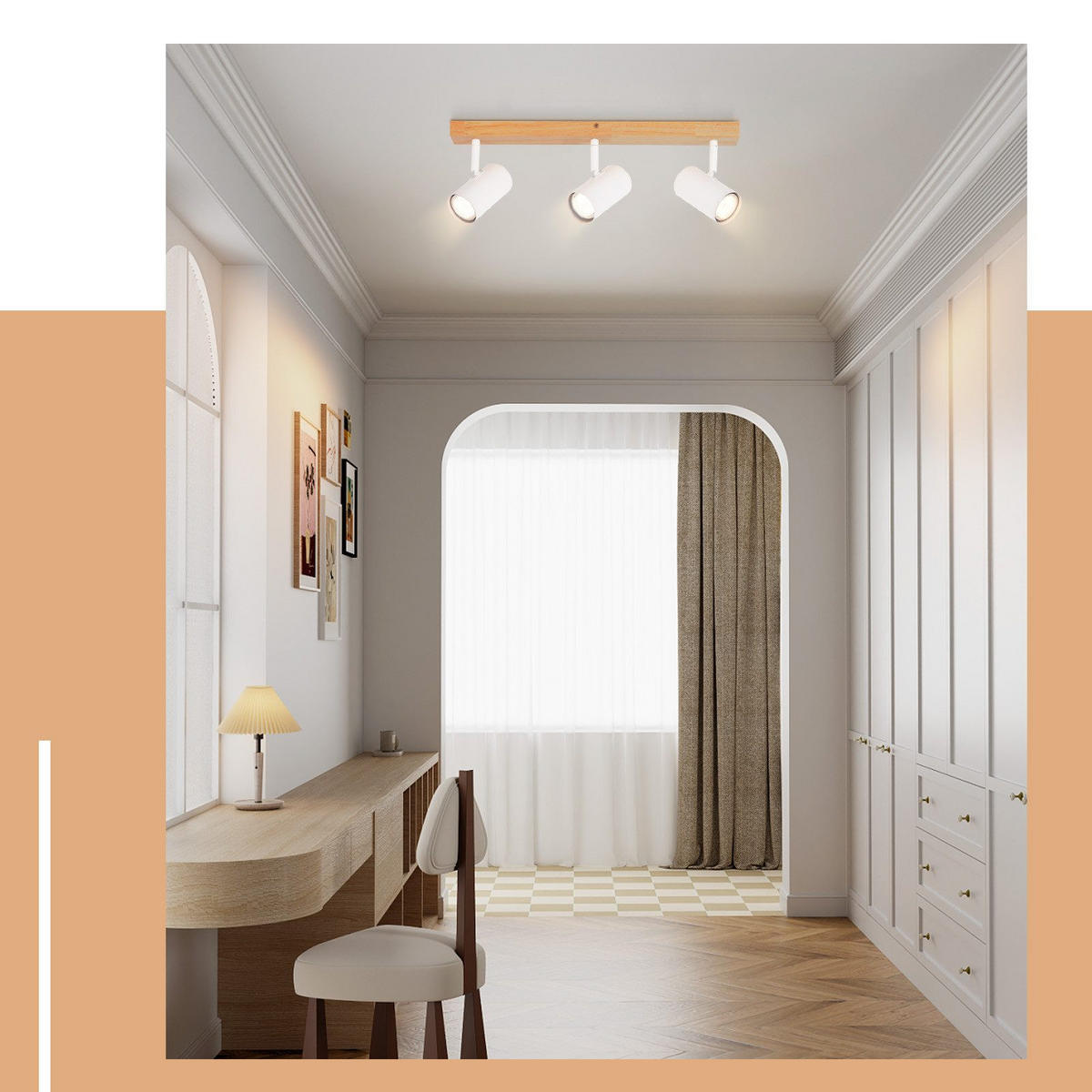 DECKENSTRAHLER Kagome 47/16.5/5.5cm - Weiß, Metall (47/16.5/5.5cm) - ZMH