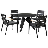 GARTENMÖBEL SET 4-Sitzer Aluminium schwarz Auflagen grau Olmetto/Taviano - Hellbraun/Schwarz, Metall - Beliani