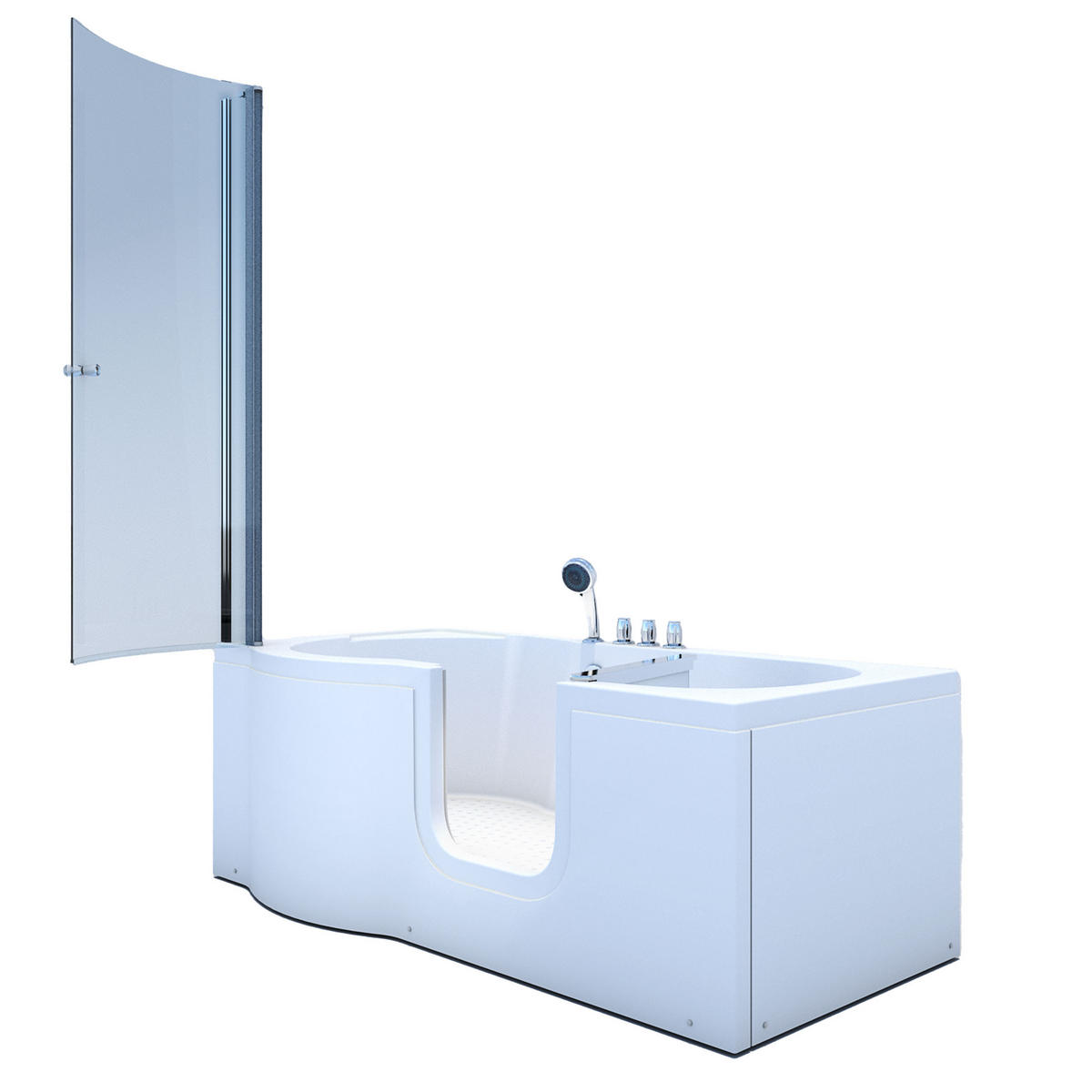 SENIORENDUSCHE S12D-TH-R Weiß - Weiß, Glas/Kunststoff (85/170/200cm) - AcquaVapore by Sandra Jentho