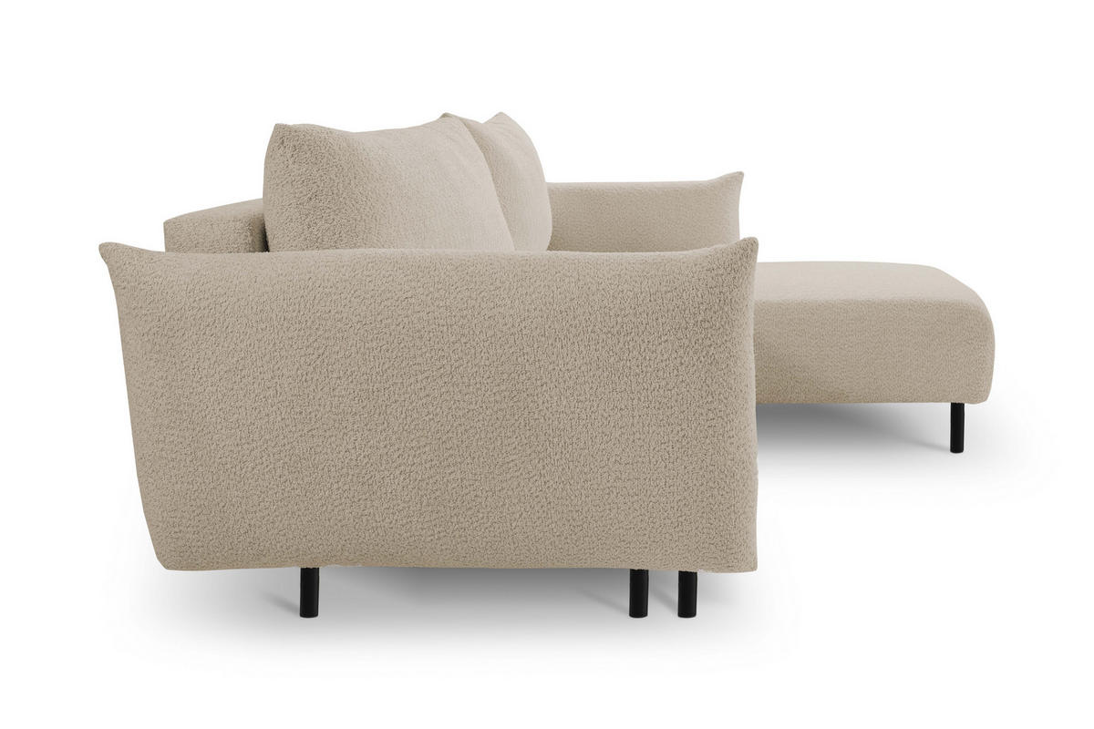 ECKSOFA ADEL mit Schlaffunktion und Bettkasten, L-förm, Metallbeine, verstellbar lose Rückenkissen, freistehend, LINKS, 171x257x90 cm, Beige - Beige, Holz/Textil (171/257cm) - DomoHome