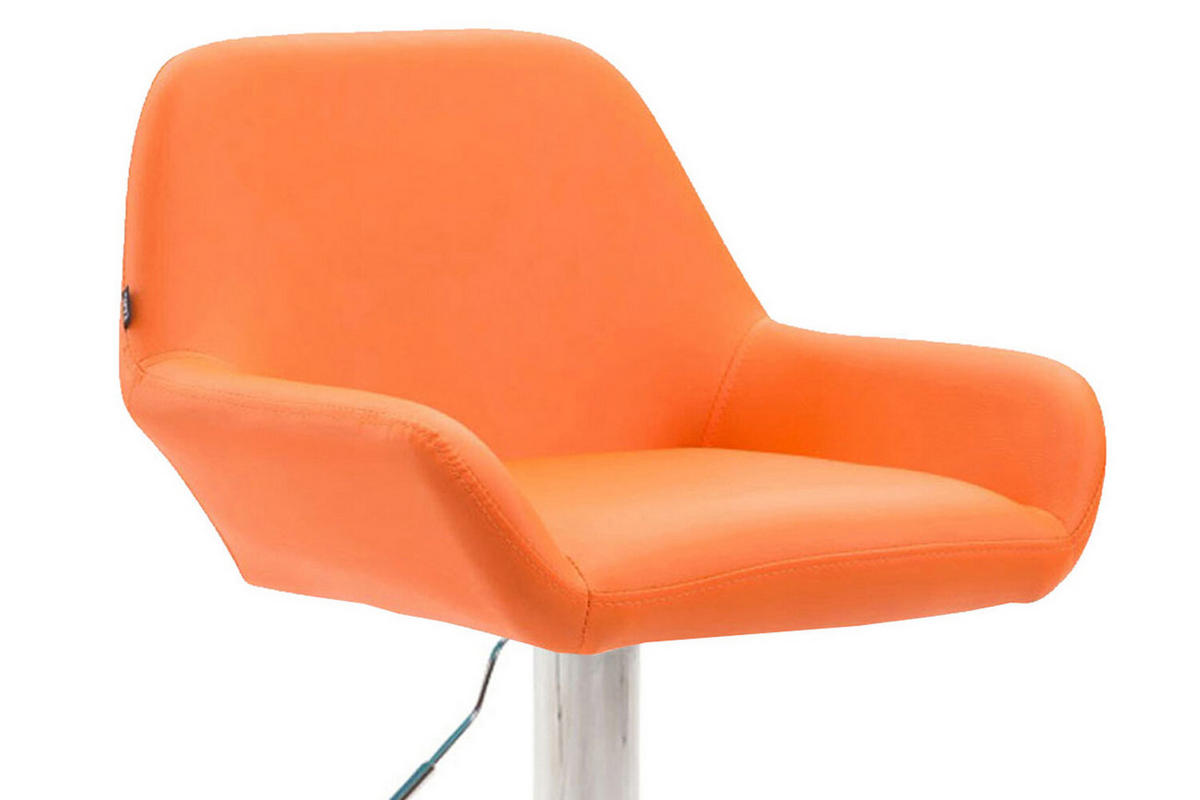 BARHOCKER 2er Set Prag Kunstleder chrom orange - Chromfarben/Orange, Kunststoff/Metall (51/109/52cm) - TPFLiving
