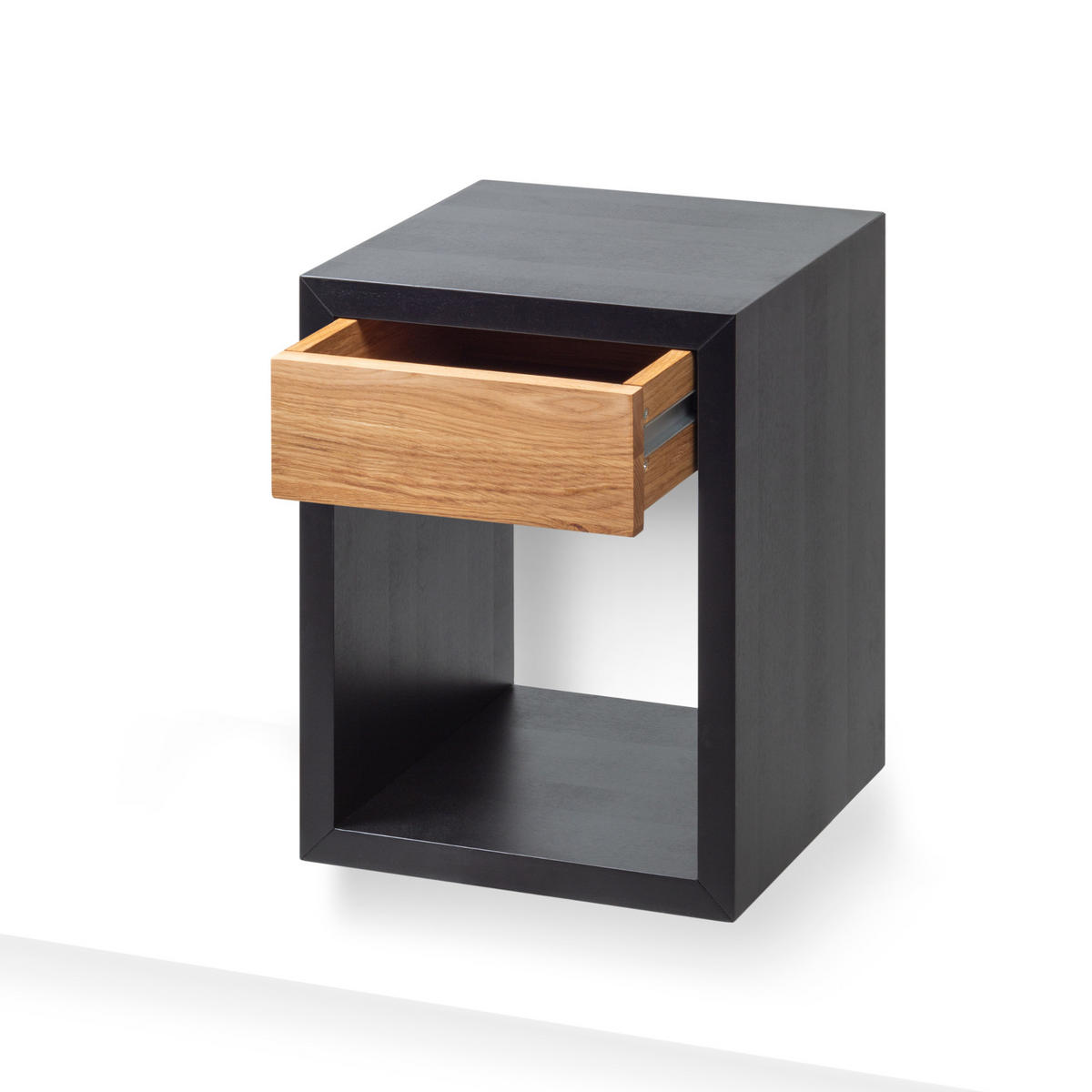 NACHTTISCH Hugo, Schwarz/Eiche, 30/30/39 cm - Schwarz, Holz (30/39/30cm) - WOODEK