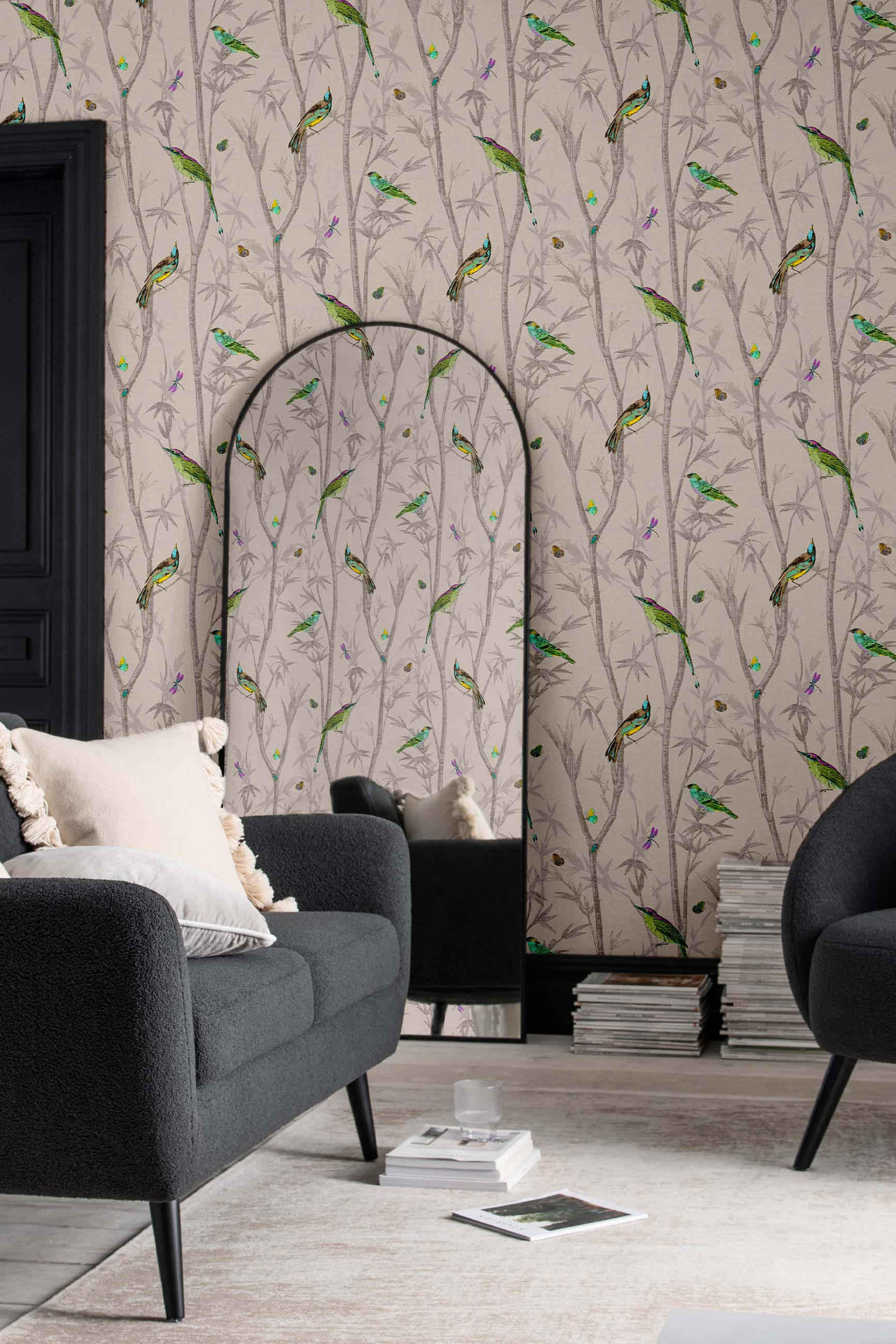 VLIESTAPETE Vogel & Bambus Neutral - Beige, Papier/Kunststoff (52/1000cm) - next