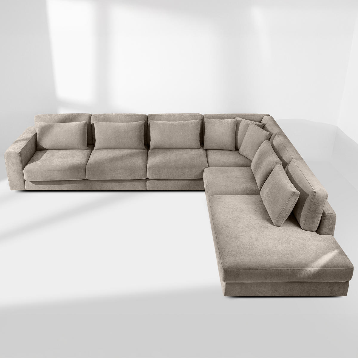 ECKSOFA XL rechts VERUS - Beige, Holz/Holzwerkstoff (377/328cm) - KONSIMO®