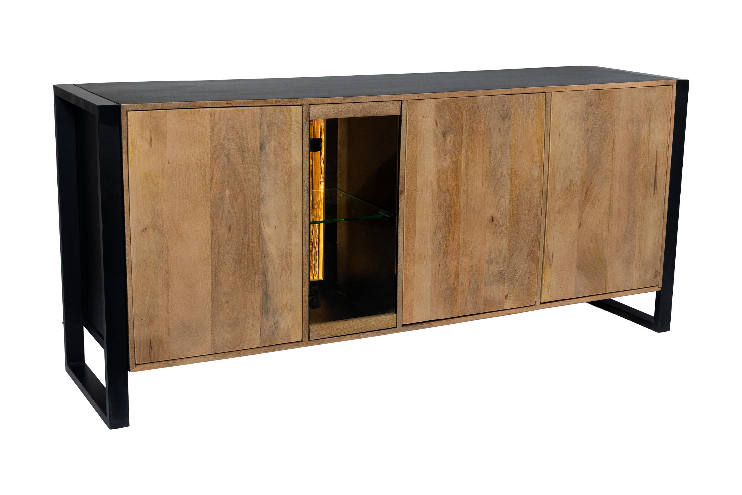 SIDEBOARD Liv Mangoholz Schwarz Matt 81x47x180cm - Schwarz, Holz (180/81/47cm) - DELUKE