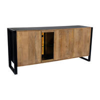 SIDEBOARD Liv Mangoholz Schwarz Matt 81x47x180cm - Schwarz, Holz (180/81/47cm) - DELUKE