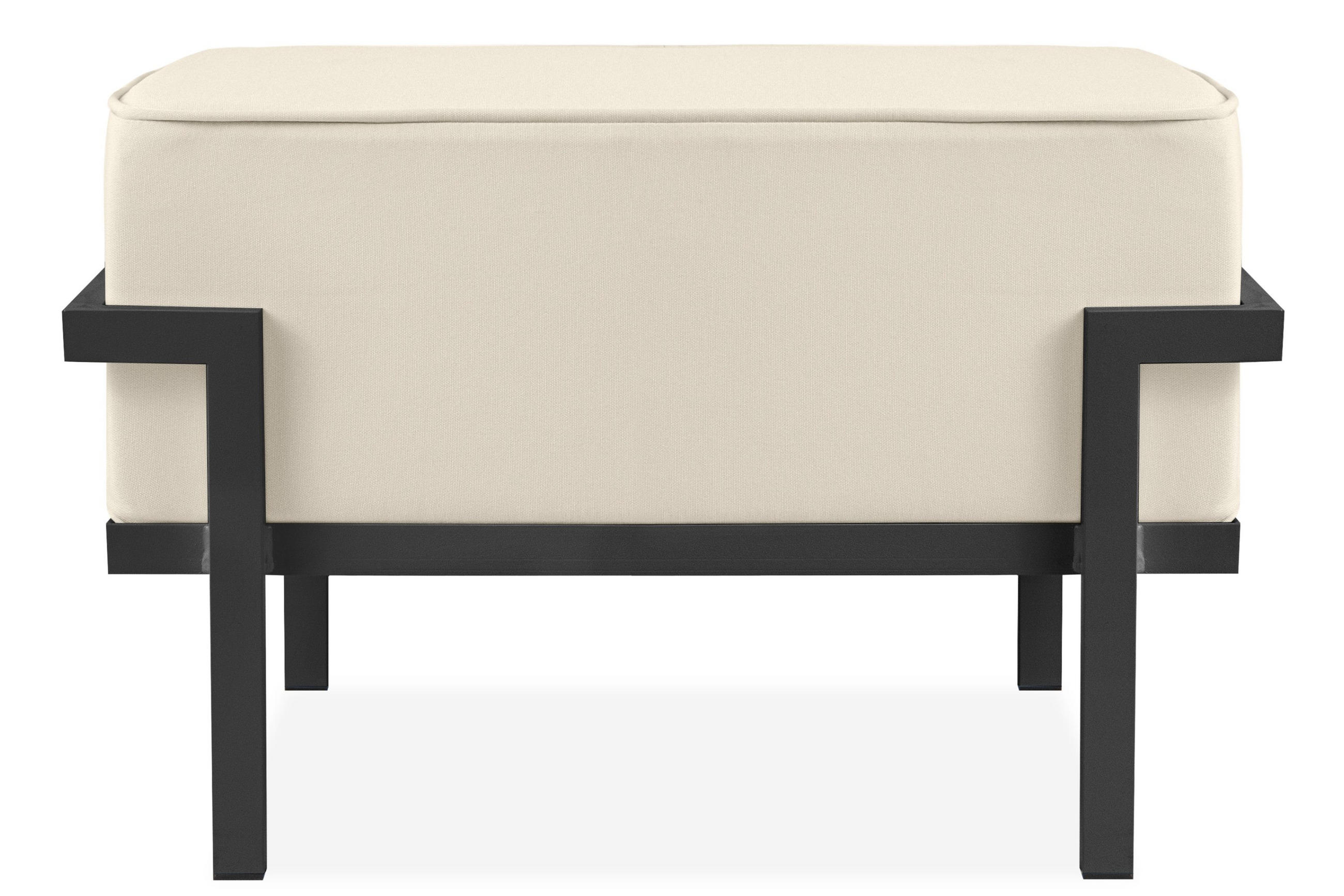 GARTENLOUNGE-HOCKER TRIGLO auf Metallfüßen, Modern, Dunkelgrau/Cremeweiß - Dunkelgrau/Creme, Textil/Metall (69/44/54cm) - KONSIMO®