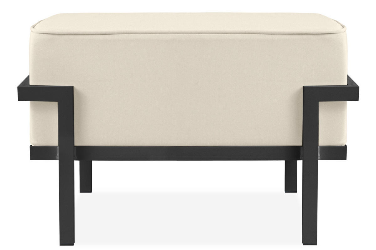 GARTENLOUNGE-HOCKER TRIGLO auf Metallfüßen, Modern, Dunkelgrau/Cremeweiß - Dunkelgrau/Creme, Textil/Metall (69/44/54cm) - KONSIMO®