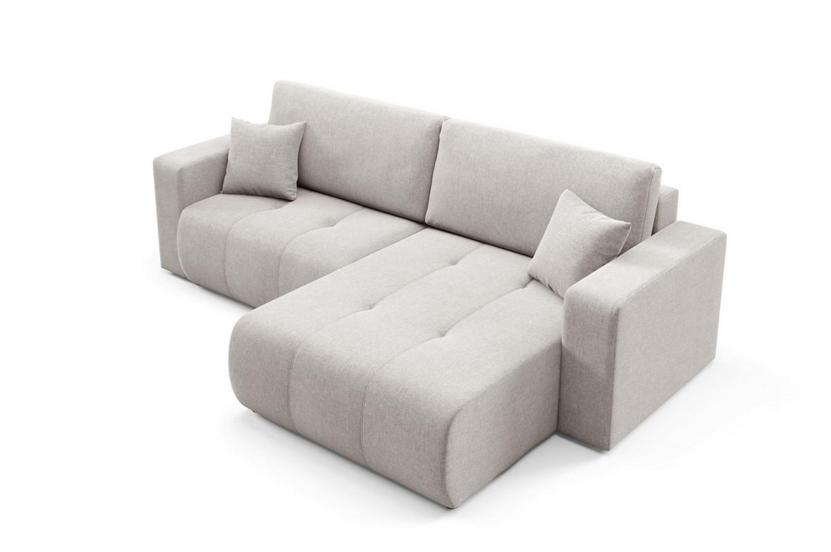 ECKSOFA Augusto - Hellgrau, Holzwerkstoff/Textil (244/149cm) - Fun Möbel
