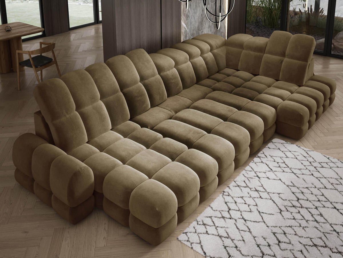 ECKSOFA TOLLO Salvador-stoff U-form 400x217x105 cm olivgrün - Olivgrün, Holz/Textil (217/400cm) - DomoHome