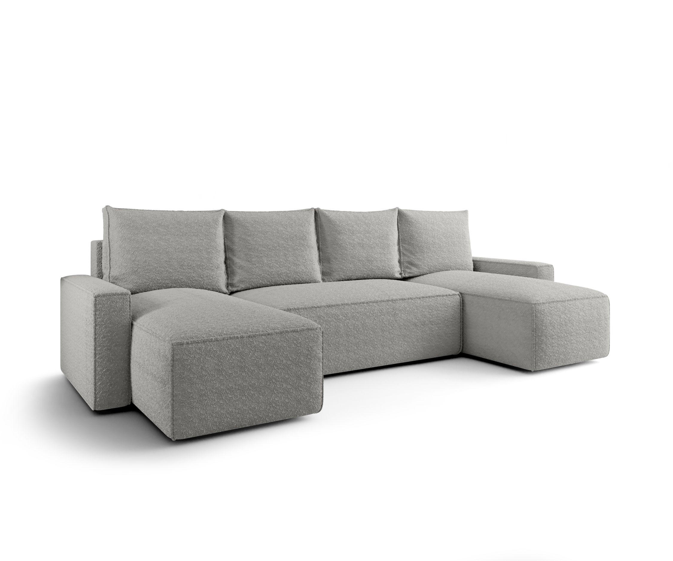 WOHNLANDSCHAFT mit Schlaffunktion SAVIO U Quelle 83 - Grau, Textil (300/75/140cm) - Bedante