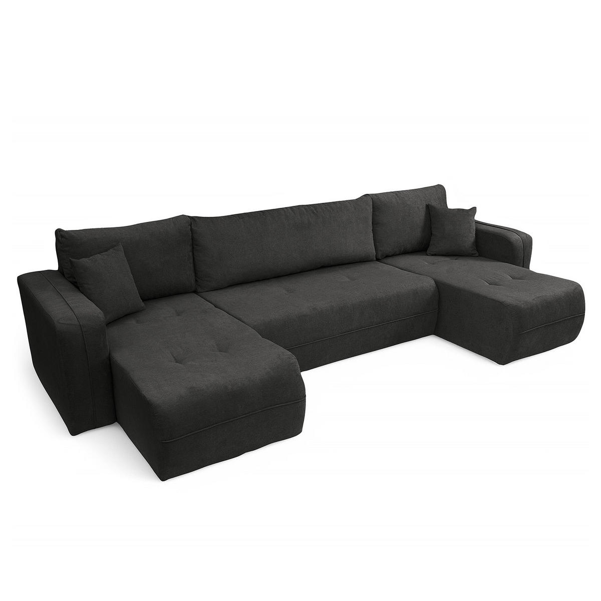 WOHNLANDSCHAFT - Anthrazit/Schwarz, Kunststoff/Textil (312/82/145cm) - home24