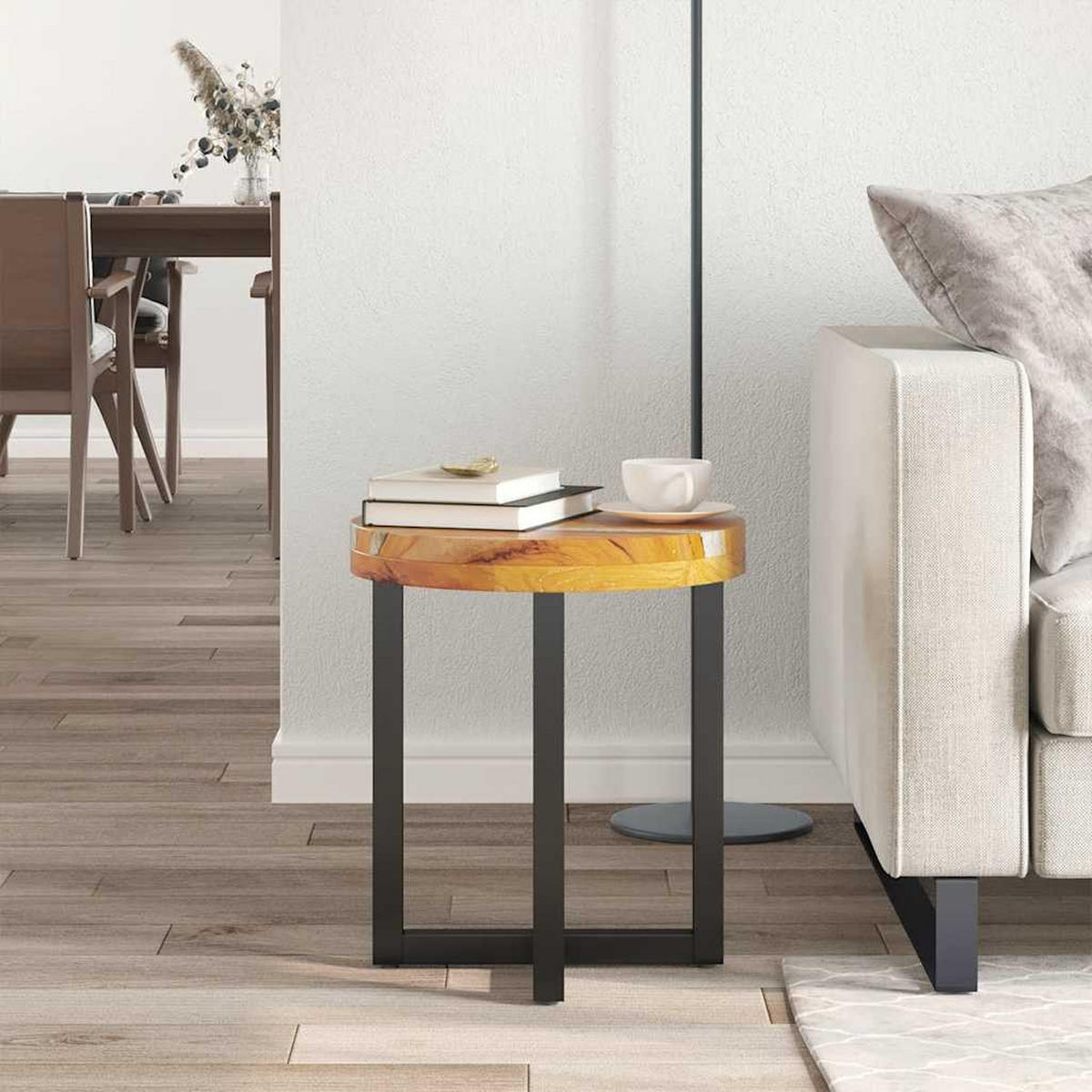 COUCHTISCH 40 x 45 cm Massivholz Teak und - Multicolor, Holz (40/40/45cm) - furnicato