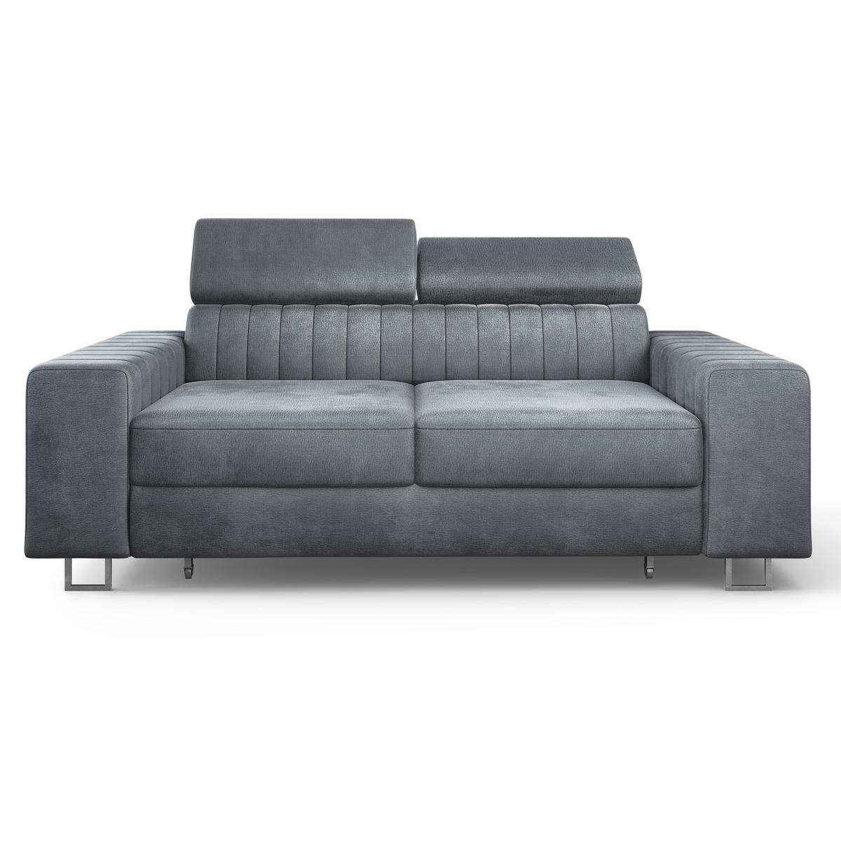 BETTSOFA SOLAN Grau Velours-Stoff mit Schlaffunktion - Grau, Holz/Textil (194/88/90cm) - MASSENO