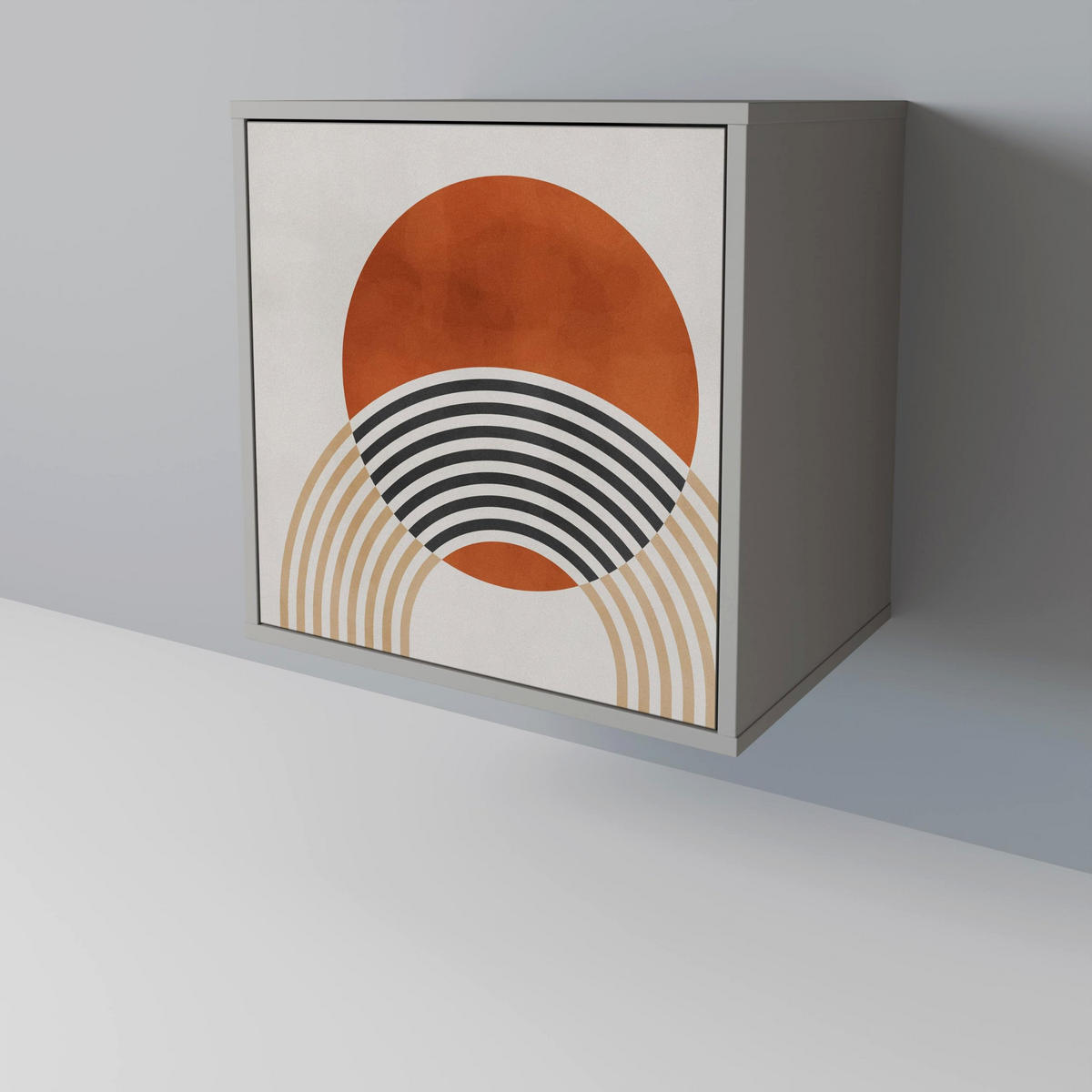 SIDEBOARD SPACE AROUND, Grau, 57,5x42x70,5 cm, Schwarze Metall-Sternfüße - Multicolor/Schwarz, Holzwerkstoff/Metall (57.5/70.5/42cm) - SpaceRebels