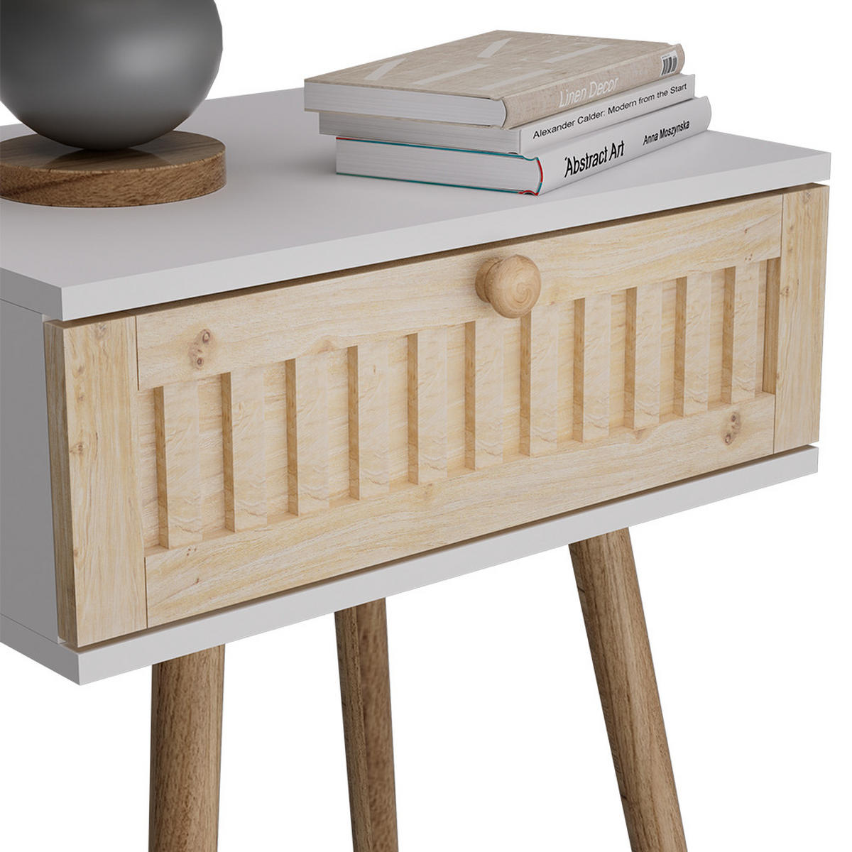 NACHTTISCH Holk Weiß/Kiefer 40 x 47 cm 2-er Set - Weiß/Kieferfarben, Holzwerkstoff (40/47/30cm) - Vicco