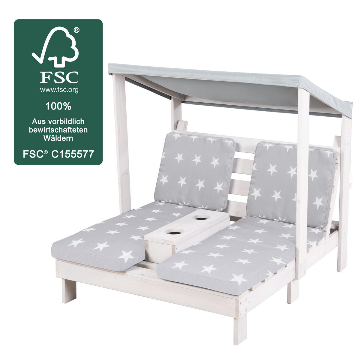 OUTDOORSITZGELEGENHEIT Little Stars - Hellgrau, Holz (85/88/91cm) - Roba